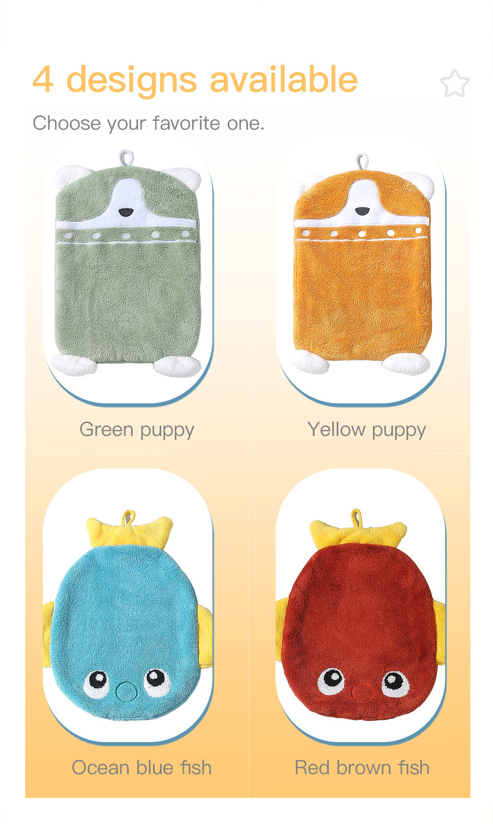 Lovely Puppy Fish Hand Towel-7